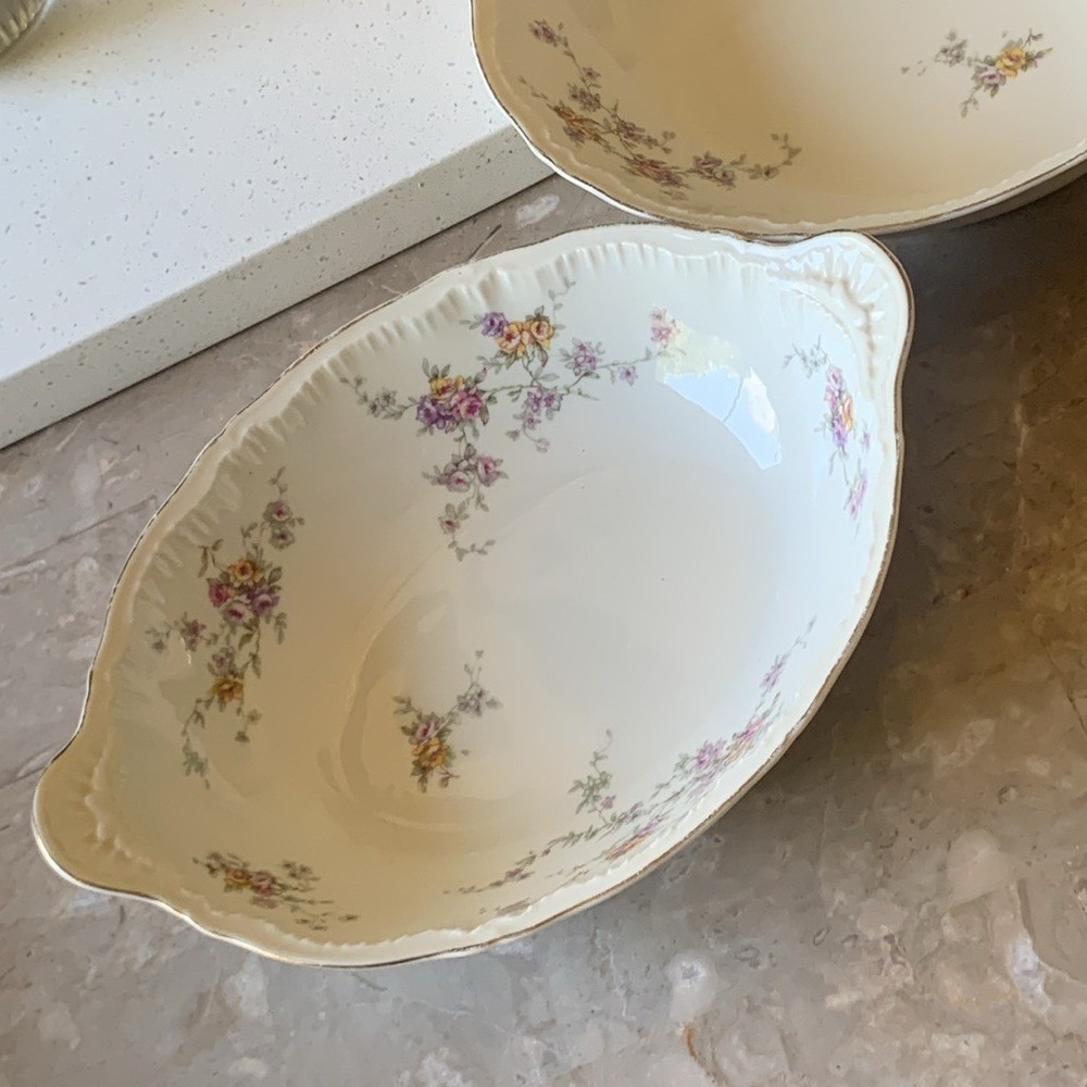 Set‎ of 2 Theodore Haviland "Helene" Large Platter serving dishes bowls floral